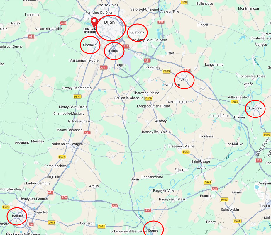 Carte des sites du CH La Chartreuse