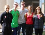 Mary CHAPPE et Camille LERCH joueuses au Dijon Football Côte d’Or Féminin (DFCO). Olivier PEILLARD – Cadre de santé référent de l’Equipe de Sport Adapté, Florent Martin – Infirmier référent de l’Equipe de Sport Adapté et Emilie HONIAT – Educatrice en activité physique adaptée