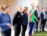 Mary CHAPPE et Camille LERCH joueuses au Dijon Football Côte d’Or Féminin (DFCO) Emilie HONIAT – Educatrice en activité physique adaptée olivier peillard  – Cadre de santé référent de l’Equipe de Sport Adapté Florent Martin – Infirmier référent de l’Equipe de Sport Adapté Jean-Yves Pian – Président du Conseil de Surveillance du CH La Chartreuse, Bruno MADELPUECH – Directeur,