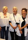 Aline Bonnin, coiffeuse, Sophia Fadli, manucure et Lydie Bonino, agent de service hospitalier, Julie Chartier, diététicienne, Corinne Rat, infirmière et Isabelle Pournain, hygiéniste hospitalière.