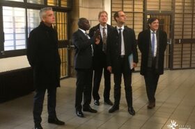 Pascal VION, Directeur de la Direction Interrégionale pénitentiaire, Joseph COLY, Directeur de la maison d’arrêt, Olivier OBRECHT, Directeur général adjoint ARS BFC, Pierre PRIBILE, Directeur général de l'ARS BFC et Bruno MADELPUECH, Directeur du CHLC Dijon