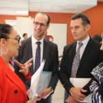 Fadila Khattabi, députée LREM de la 3ème circonscription de Côte-d'Or, Pierre PRIBILE, Directeur Général de l’Agence régionale de santé (ARS) de Bourgogne-Franche-Comté, François MARTIN? directeur du CHLC Dijon et Nadiège BAILLE, directrice du CHU Dijon