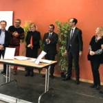 Amandine CLAVEL, chargée de mission Psychiatrie et Santé Mentale Filière psychiatrique du GHT 21-52 & Projet Territorial de Santé Mentale Côte d’Or, Dr Emmanuel DEBOST, Représentant de l’URPS Médecins libéraux, Michel LIORET, Délégué Départemental – UNAFAM Côte d’Or, Catherine GOZZI, Présidente du CLSM Franco Basaglia, Patrice DUROVRAY, Directeur de l’Acodège, Pierre PRIBILE, Directeur Général de l’Agence régionale de santé (ARS) de Bourgogne-Franche-Comté, Nadiège BAILLE, Directrice du CHU Dijon et François MARTIN, Directeur du Centre Hospitalier La Chartreuse et Pilote de la filière Psychiatrie et Santé Mentale du GHT 21-52