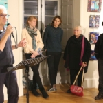 Vernissage de l’exposition de Dominique Eustase et Jacky Beaslay à l'Hostellerie, espace d'exposition du Centre Hospitalier La Chartreuse Alain Vasseur, président d’Itinéraires Singuliers, Eleonore Henriot, coordinatrice d’Itinéraires Singuliers, Isabelle Picard, chargé de projets d’Itinéraires singuliers, Dominique Eustase et Jacky Beaslay, les deux artistes.