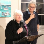 Vernissage de l’exposition de Dominique Eustase et Jacky Beaslay à l'Hostellerie, espace d'exposition du Centre Hospitalier La Chartreuse Dominique Eustase et Alain Vasseur, président d’Itinéraires Singuliers,