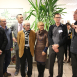 CHU Dijon, François MARTIN, directeur CHLC, Dr Gérard MILLERET, président CME, Jeanne Di-Loreto, cadre supérieur de santé, Jean-Marc ALBERT, cadre de santé et Dr Pierre BESSE, chef de Pôle C - Inauguration du dispositif INTERMEDE au CHLC Dijon