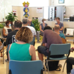 Dr Muriel Roy, Jérôme Thomas,Catherine Mongin et Didier Gasnier Caf&doc Le projet cirque Lili au CHLC