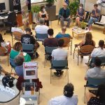 Dr Muriel Roy, Jérôme Thomas,Catherine Mongin et Didier Gasnier Caf&doc Le projet cirque Lili au CHLC