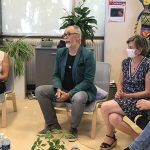 Dr Muriel Roy, Jérôme Thomas,Catherine Mongin et Didier Gasnier Caf&doc Le projet cirque Lili au CHLC