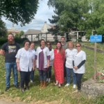 Jimmy OLIVAR, cadre de santé, Dr CHAILLOT Albane (médecin du travail), GRAVEL Maud (infirmière coordinatrice tabacologue), CHARTIER Julie (diététicienne), Mme BOULANGER (Directrice interim), BERTHOLE Antoine (EAPA), WALCH Sylvie (diététicienne) et Dr MAACH Souad (médecin tabacologue) - Journée de prévention du tabagisme au CH La Chartreuse : « Levons le masque »
