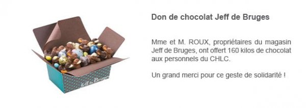 Don de chocolat Jeff de Bruges